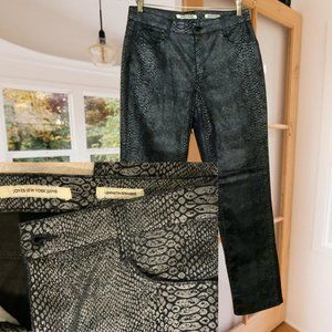 Jones New York Lexington Straight Leg Black/Grey Snakeskin Pattern Pants